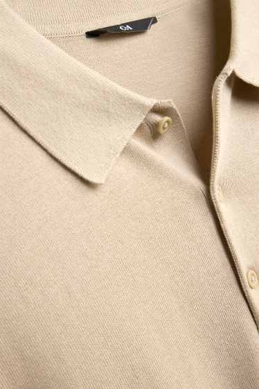 Herren - Strick-Poloshirt - Regular Fit - beige