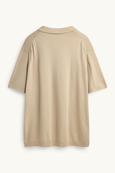 Herren - Strick-Poloshirt - Regular Fit - beige