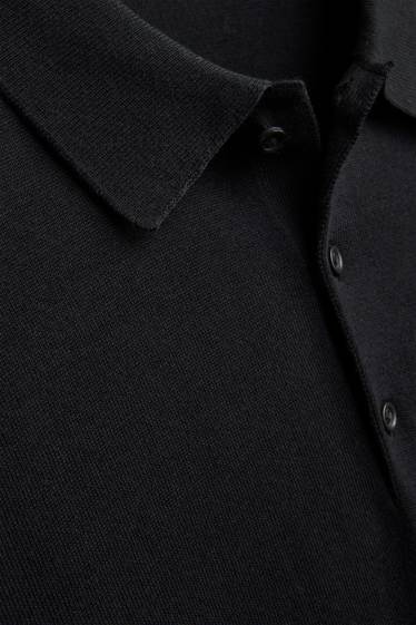 Herren - Strick-Poloshirt - Regular Fit - schwarz