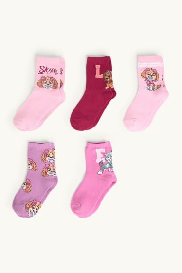 Children Girls - Multipack of 5 - PAW Patrol - Skye - socks with motif - pink / rose