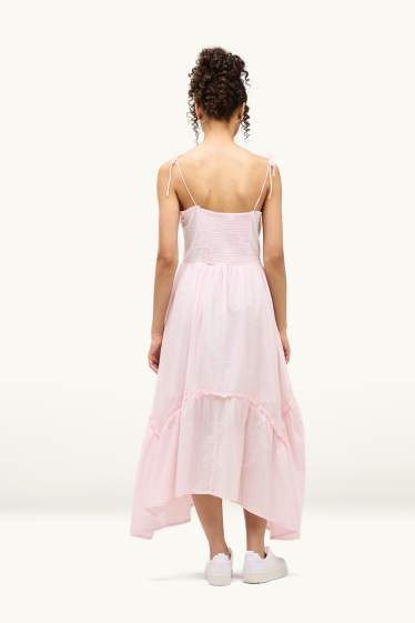 Damen - Fit & Flare Kleid - gestreift - rosa