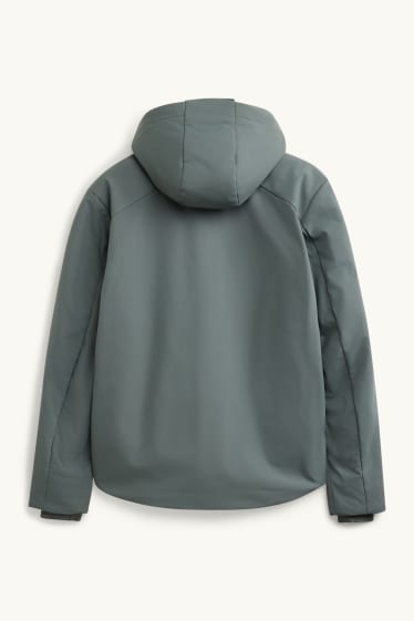 Herren - Softshelljacke mit Kapuze - gefüttert - wasserabweisend - grau