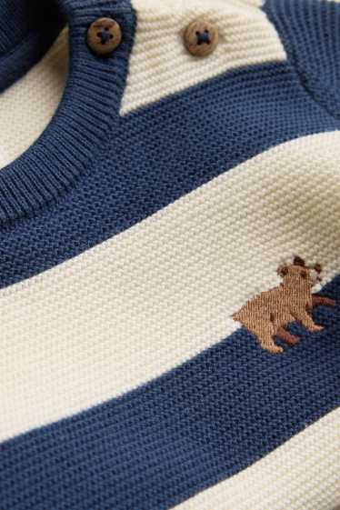 Bébés garçons - Ourson - pull bébé - à rayures - bleu / blanc