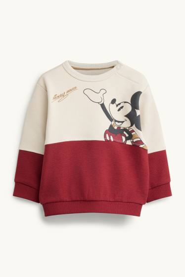 Bebeluși - băieți - Mickey Mouse - bluză de molton bebeluși - reiată - crem
