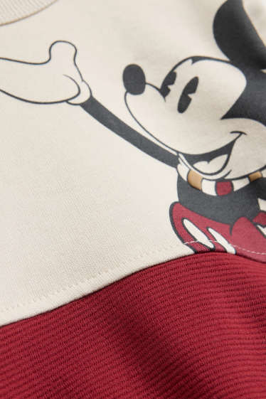 Bebeluși - băieți - Mickey Mouse - bluză de molton bebeluși - reiată - crem