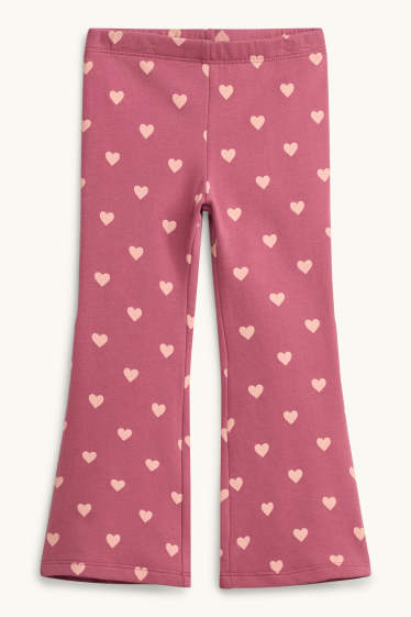 Kinder Mädchen - Katze - Set - Sweatshirt und Flared Leggings - Glanz-Effekt - 2 teilig - rosa / beige