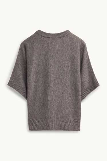 Femmes - Pull en maille - manches courtes - gris