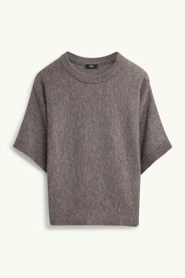 Femmes - Pull en maille - manches courtes - gris