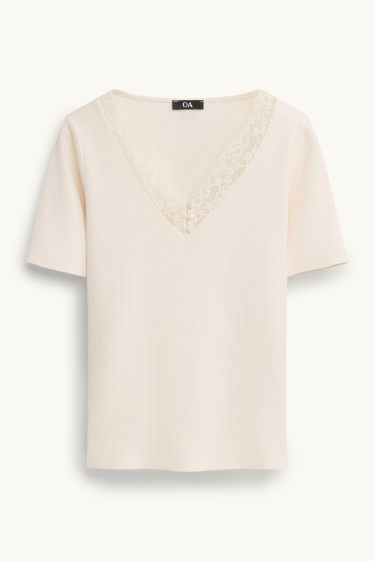 Femmes - T-shirt - blanc crème