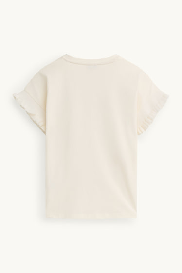 Kinder Mädchen - Kurzarmshirt - Glanz-Effekt - cremeweiß