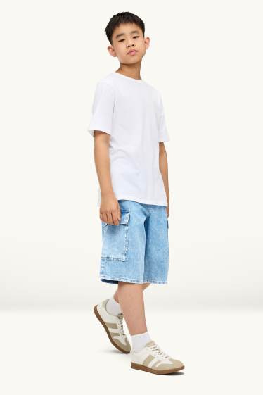 Enfants garçons - Bermudas en jean - bleu clair