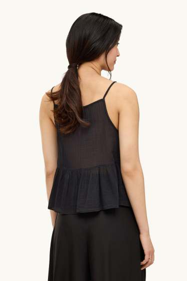Femmes - Caraco - broderie anglaise - noir
