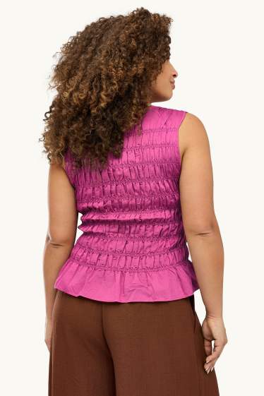 Femmes - Chemisier - finition smockée - rose / rose