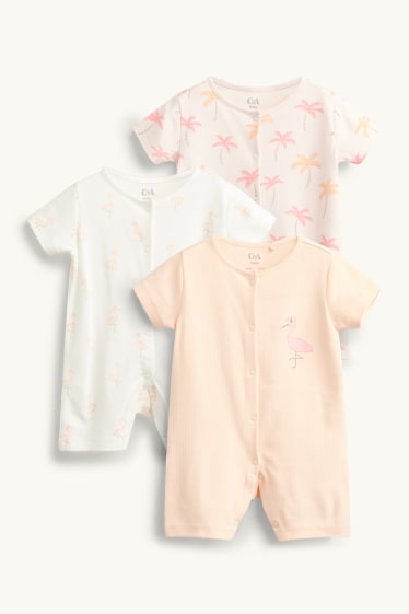 Baby Mädchen - Multipack 3er - Flamingo und Palme - Baby-Schlafanzug - rosa