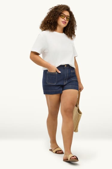 Femmes - Short en jean - high waist - LYCRA® - jean bleu foncé