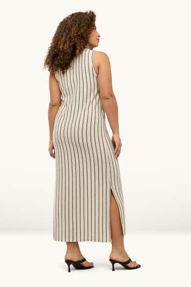 Damen - Strick-Kleid - Straight Fit - gestreift - cremeweiß