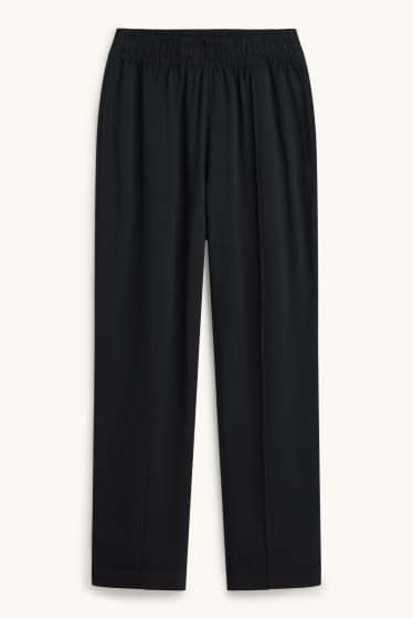 Damen - Stoffhose - Mid Waist - Straight Leg - schwarz