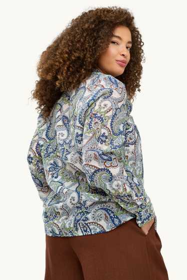 Dames - Overhemdblouse - met patroon - blauw