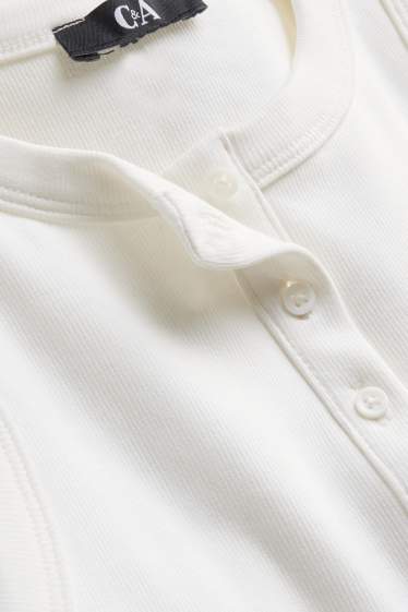 Donna - Top - a coste - bianco