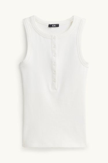 Donna - Top - a coste - bianco