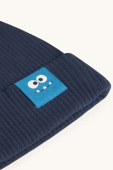 Kinderen: jongens - Monster - muts - ribstof - donkerblauw