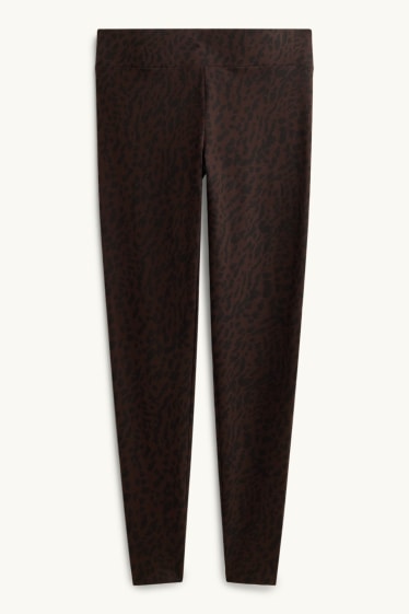 Damen - Leggings - Leo-Print - braun