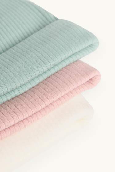 Unisex - Multipack 3er - Baby-Mütze - gerippt - rosa