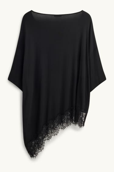 Damen - T-Shirt mit V-Ausschnitt - Curvy Fit - schwarz