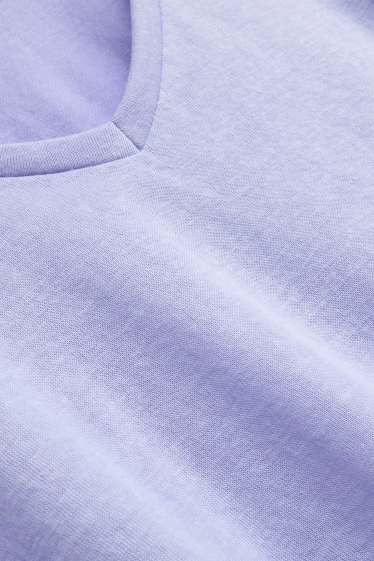 Donna - T-shirt con scollo a V - relaxed fit - viola chiaro