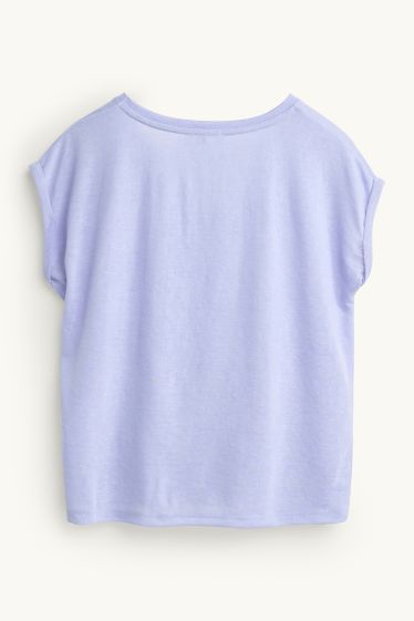 Donna - T-shirt con scollo a V - relaxed fit - viola chiaro
