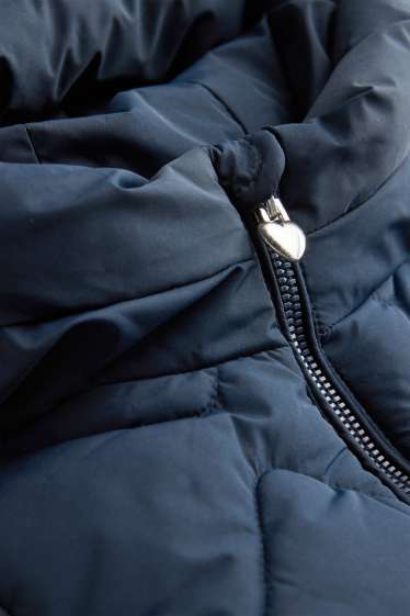 Bambine - Giacca trapuntata con cappuccio - imbottita - idrorepellente - blu scuro