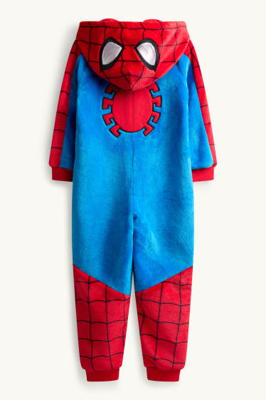 Kinder Buben - Spider-Man - Onesie mit Kapuze - rot / blau