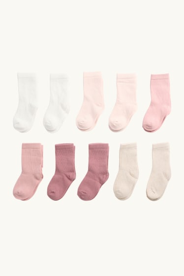 Baby Girls - Multipack of 10 - baby socks - white / rose