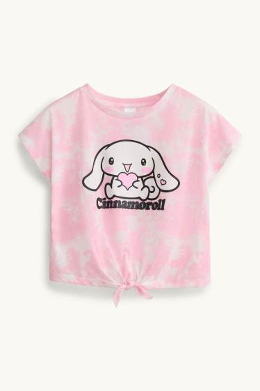 Copii - Fete - Cinnamoroll - tricou cu mânecă scurtă - aspect lucios - cu model - alb / roz
