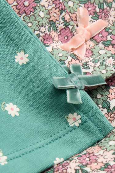 Enfants filles - Lot de 2 - fleurs - flared leggings - vert