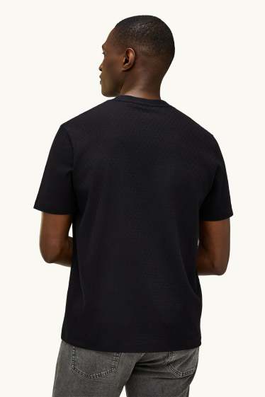 Herren - T-Shirt - Regular Fit - strukturiert - schwarz