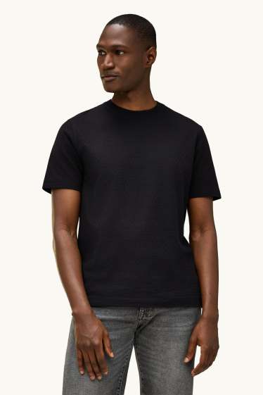 Herren - T-Shirt - Regular Fit - strukturiert - schwarz