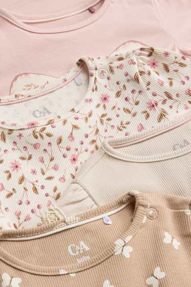 Baby Mädchen - Multipack 4er - Schmetterling und Blume - Baby-Langarmshirt - rosa
