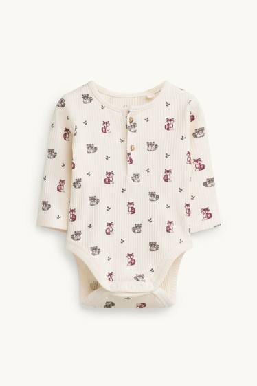 Unisex - Lištičky a mývalové - body pro miminka - žebrované - béžová