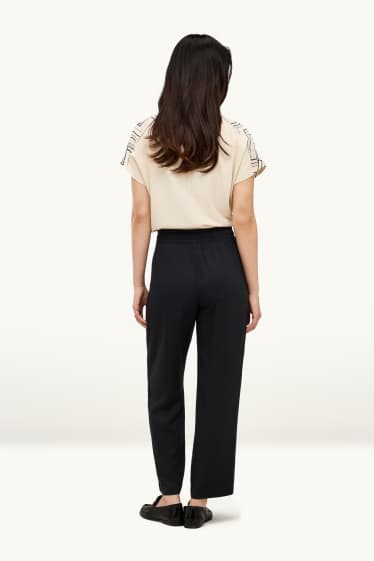 Damen - Stoffhose - Mid Waist - Straight Leg - schwarz