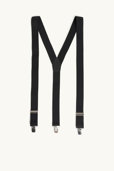 Men - Braces - faux leather - black