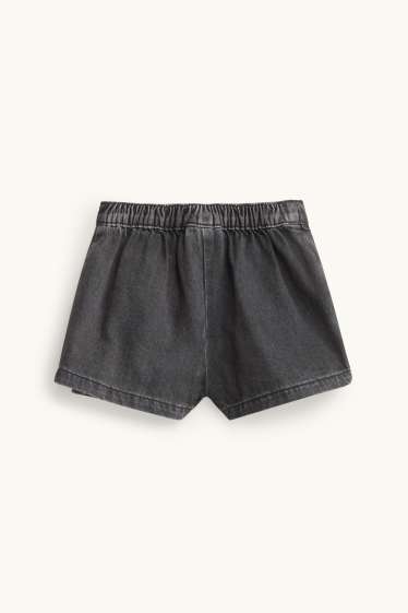 Children Girls - Bow - skort - denim look - denim-dark gray