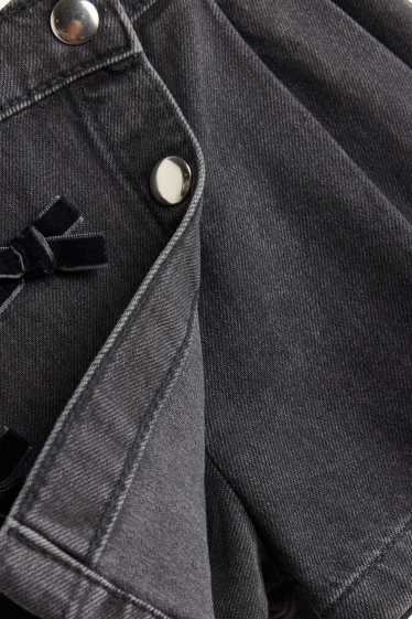 Children Girls - Bow - skort - denim look - denim-dark gray
