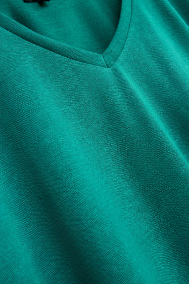 Donna - T-shirt con scollo a V - relaxed fit - petrolio