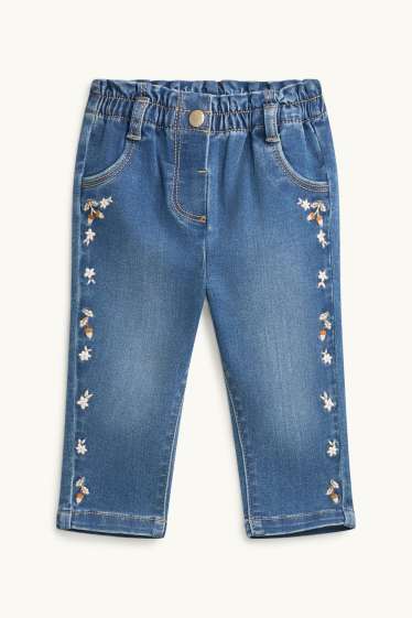 Bébés filles - Petites fleurs et gland - jean bébé - jean bleu