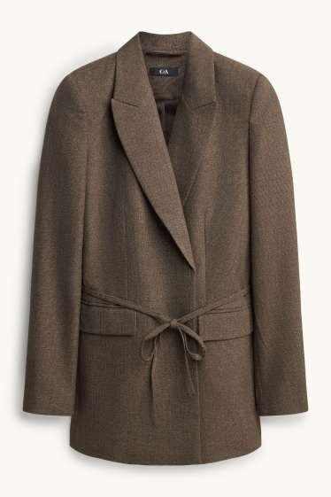 Damen - Longblazer - Regular Fit - strukturiert - dunkelbraun