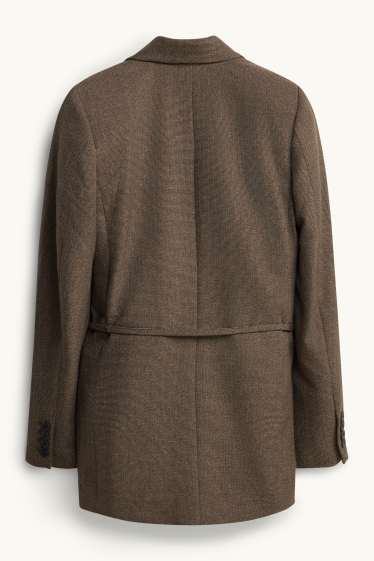 Damen - Longblazer - Regular Fit - strukturiert - dunkelbraun