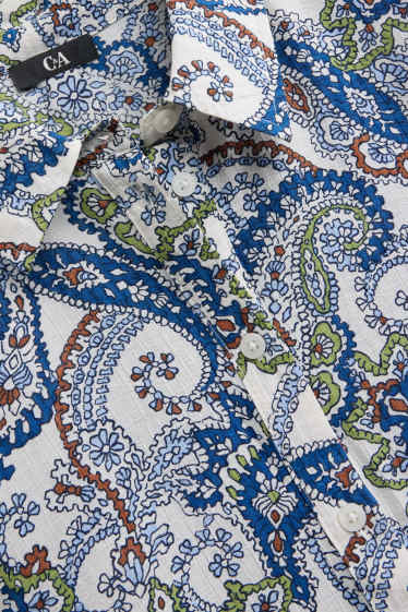 Damen - A-Linien Kleid - gemustert - blau / weiss