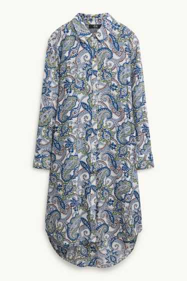 Damen - A-Linien Kleid - gemustert - blau / weiss