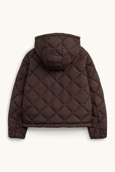 Women - Quilted jacket with hood - water-repellent - brown